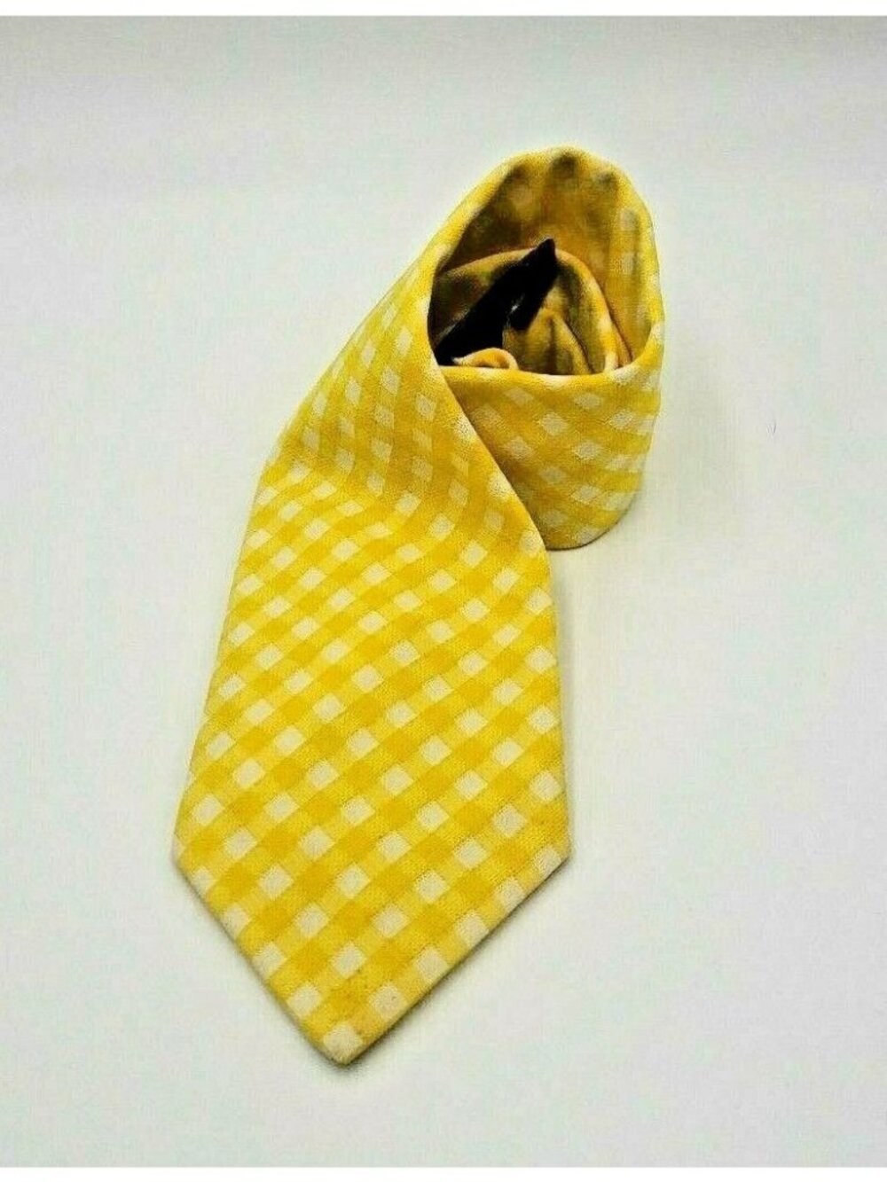 Lord Copley Yellow Gingham Plaid Tie, Classic Loud Fun ! 56.5 inch